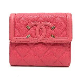 CHANEL AP0375 CC Phili Gris Matelasse Medium Long Wallet Trifold wallet Pink